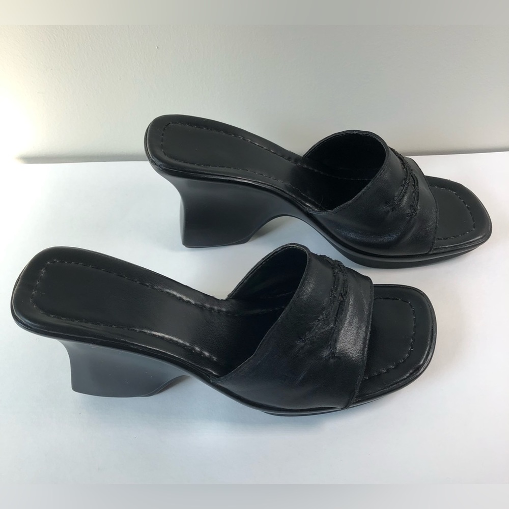 Black Leather Wedge Sandals from Brazil Women's Size 7 - Picture 11 of 11